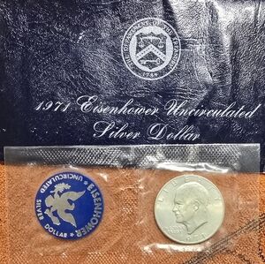 1971 Eisenhower Silver Dollar with Blue Token